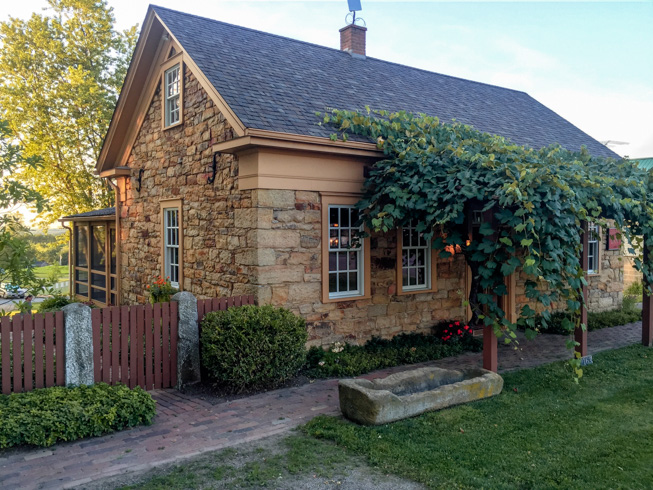Stone Cottage Inn, VRBO, Sewing Retreat, Amish Country Lodging, Lodging in Amish Country, Cottage Stay, Vintage Loding, Stone wall, Ivy, Flowers, Spring, Summer, Family, Loft, Wooden Beams, Small Town, Historic,